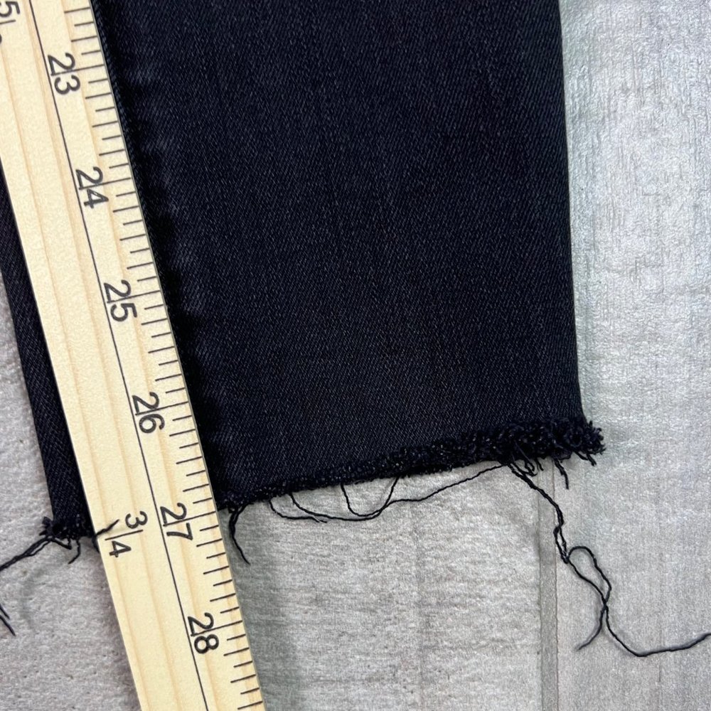 Good American Size 6 Black Distressed Raw Hem Good Waist Skinny Jeans - Picture 6 of 10
